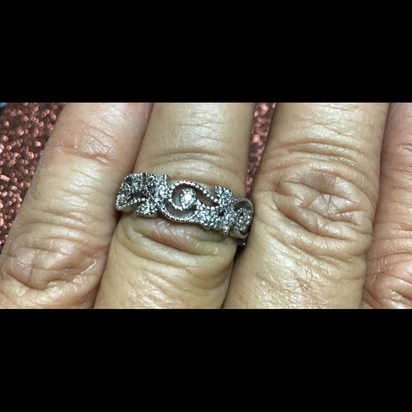 Ring silver with costume white CZ wedding look 6 - Picture 4 of 7